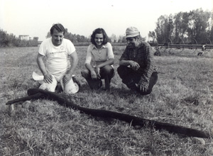 E. Merici, C. Pegoraro, R. Perini (right) on the day the plough was discovered